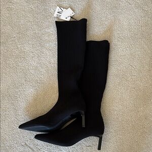 ZARA Elegant Black Knee-High Women's Boots